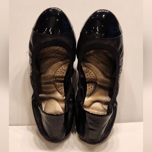 Dexflex Comfort Claire Scrunch Ballet Flats Black Women's Shoes Size 11 Wide